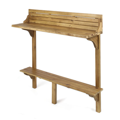 Natural Wood Acacia Balcony Bar Table for Kitchen and Dining Areas