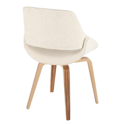 Cream Fabric Mid-Century Modern Dining Chairs Set of 2