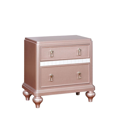 Elegant Rose Gold 2-Drawer Bedside Cabinet - Modern Nightstand