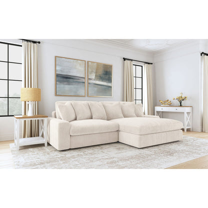 Sand Upholstered L-Shaped Sectional Sofa - 4 Seats