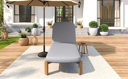 Grey Acacia Wood Patio Chaise Lounge - Adjustable Reclining Outdoor Chair