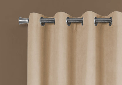 2 Panels Beige Polyester Curtains - 54"W x 95"L Room Darkening Grommet Drapes for
