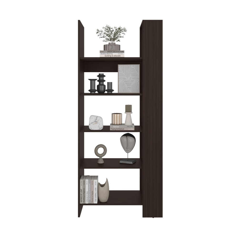 Brown Engineered Wood 5 Shelf Bookcase for Living Room Storage