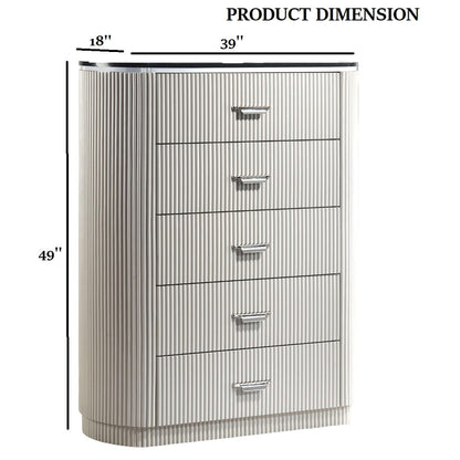 Light Gray Contemporary Chest - 5 Drawers for Bedroom