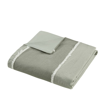 Queen Striped Cotton Duvet Cover Set Multicolor