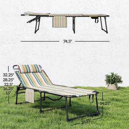 Living Room 2 Piece Outdoor Sun Lounger - Folding Recliner Chair with Mesh & Steel