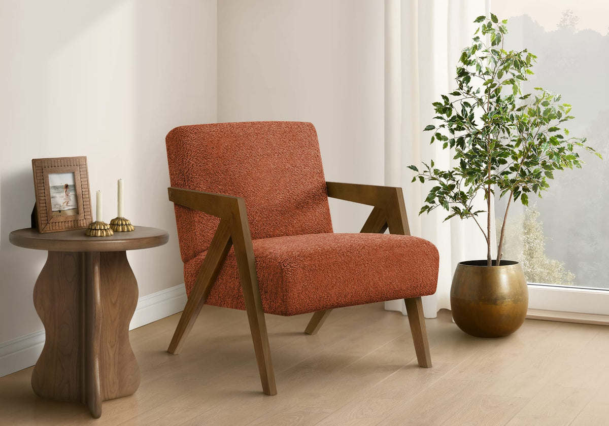 30" Red Polyester Upholstered Accent Chair for Living Room