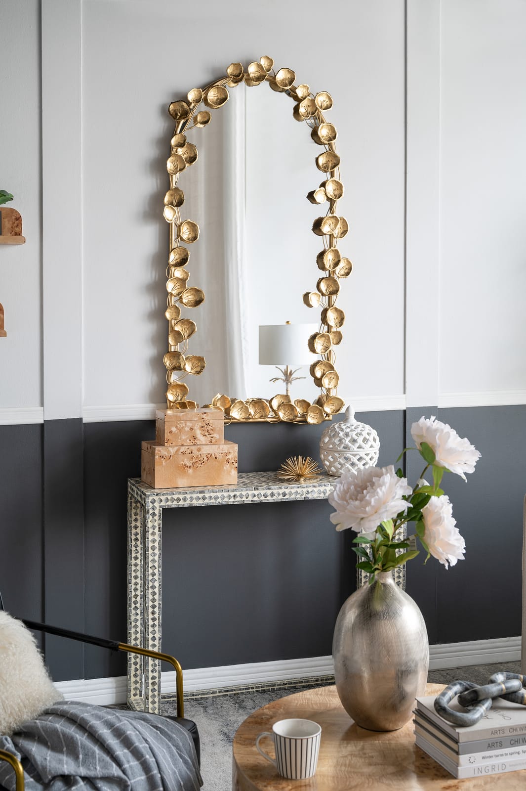 Gold Iron Full Length Mirror for Bedroom Wall Decor and Storage