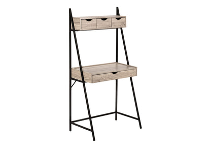 Taupe Metal Computer Desk - Compact Home Office Storage