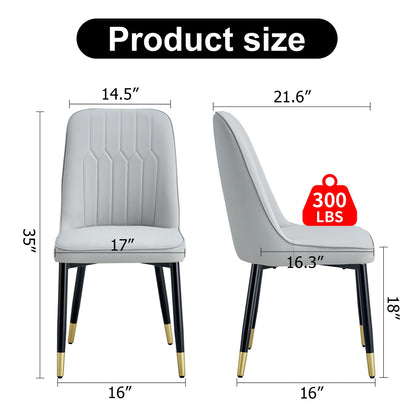 Light Gray Dining Chairs - 2 Piece Set PU Leather