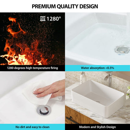 21" White Ceramic Bathroom Sink - Storage & Style
