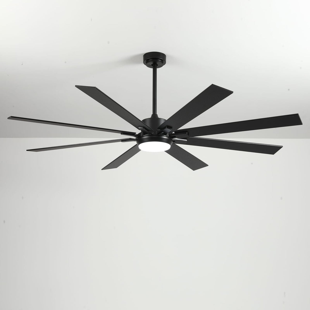 72 Inch Ceiling Fan with LED Light - Matte Black Wood Blades