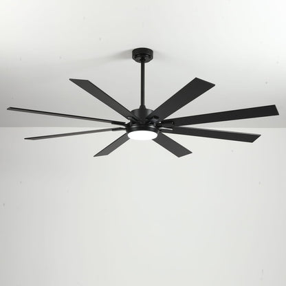 72 Inch Ceiling Fan with LED Light - Matte Black Wood Blades