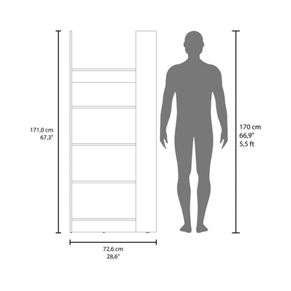 5-Shelf Brown Bookcase - Contemporary Display Storage for Living Room