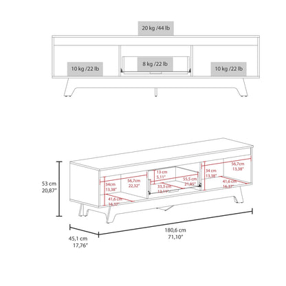 Woodall TV Stand - Modern White & Natural Oak Entertainment Center