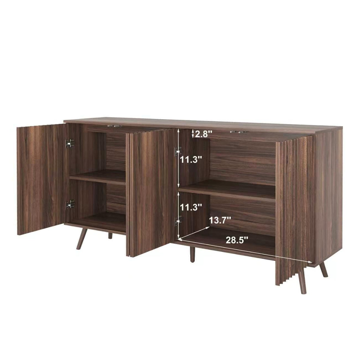 Walnut Sideboard Buffet Cabinet - Long Storage Console