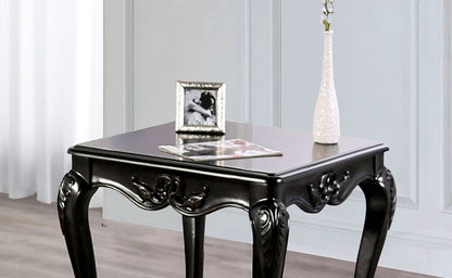Champagne Solid Wood End Table - Traditional Style Curved Legs