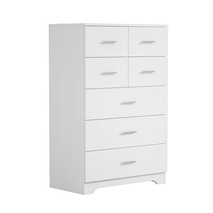 7-Drawer White MDF Storage Cabinet with Outlet for Home Office