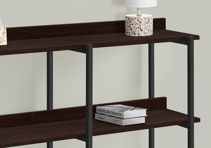 Accent Table, Console Table - Espresso & Black Metal