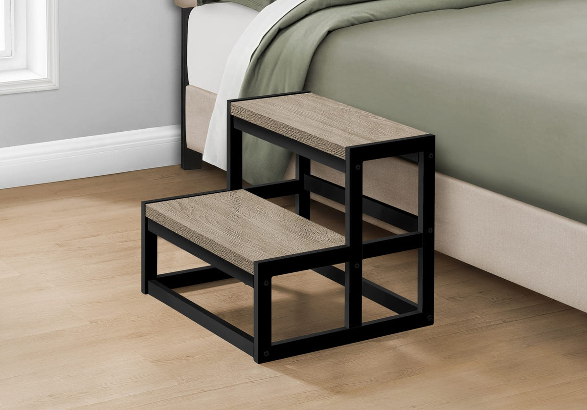Taupe MDF Step Stool for Bedroom Closet Storage and High Cabinet Access