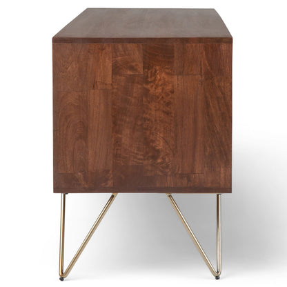60" Wide Dark Brown Mango Wood TV Stand Media Console