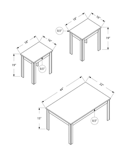 Taupe Particle Board Coffee Table Set with End Tables for Living Room
