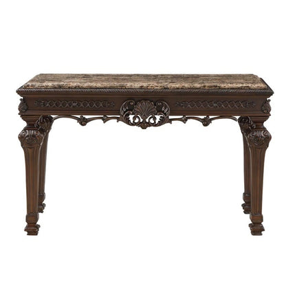 Solid Wood Console Table - Cherry Finish, Marble Top - 54" x 22"