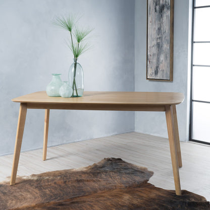 Natural Solid Wood Dining Table - Mid-Century Style