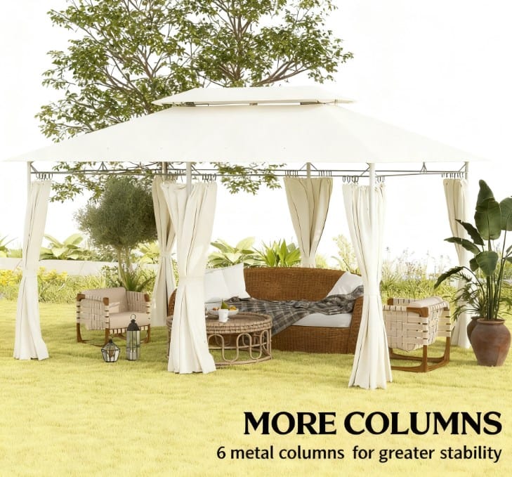 Spacious Cream White Gazebo - 130 Sq Ft Metal Patio Cover