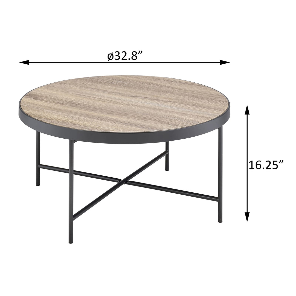 Weathered Grey Oak & Black Coffee Table - Industrial Style