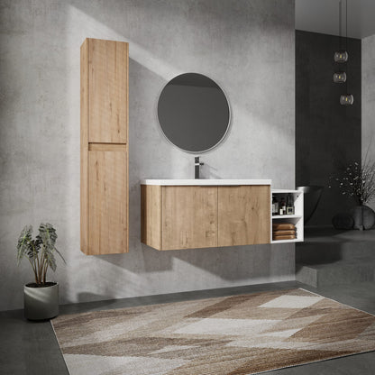 47.4" Imitative Oak Bathroom Vanity with Sink & Storage