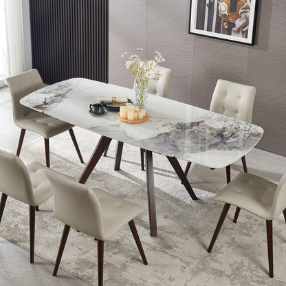 Oval Solid Wood Dining Table Seats 8 Brown White