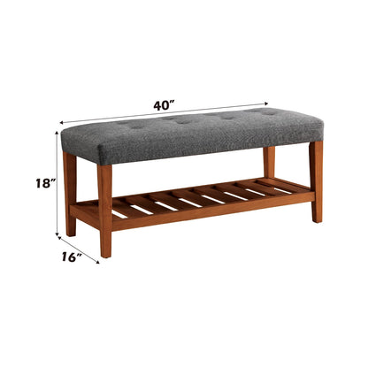 Gray Fabric Storage Bench - 40" x 16" Seat