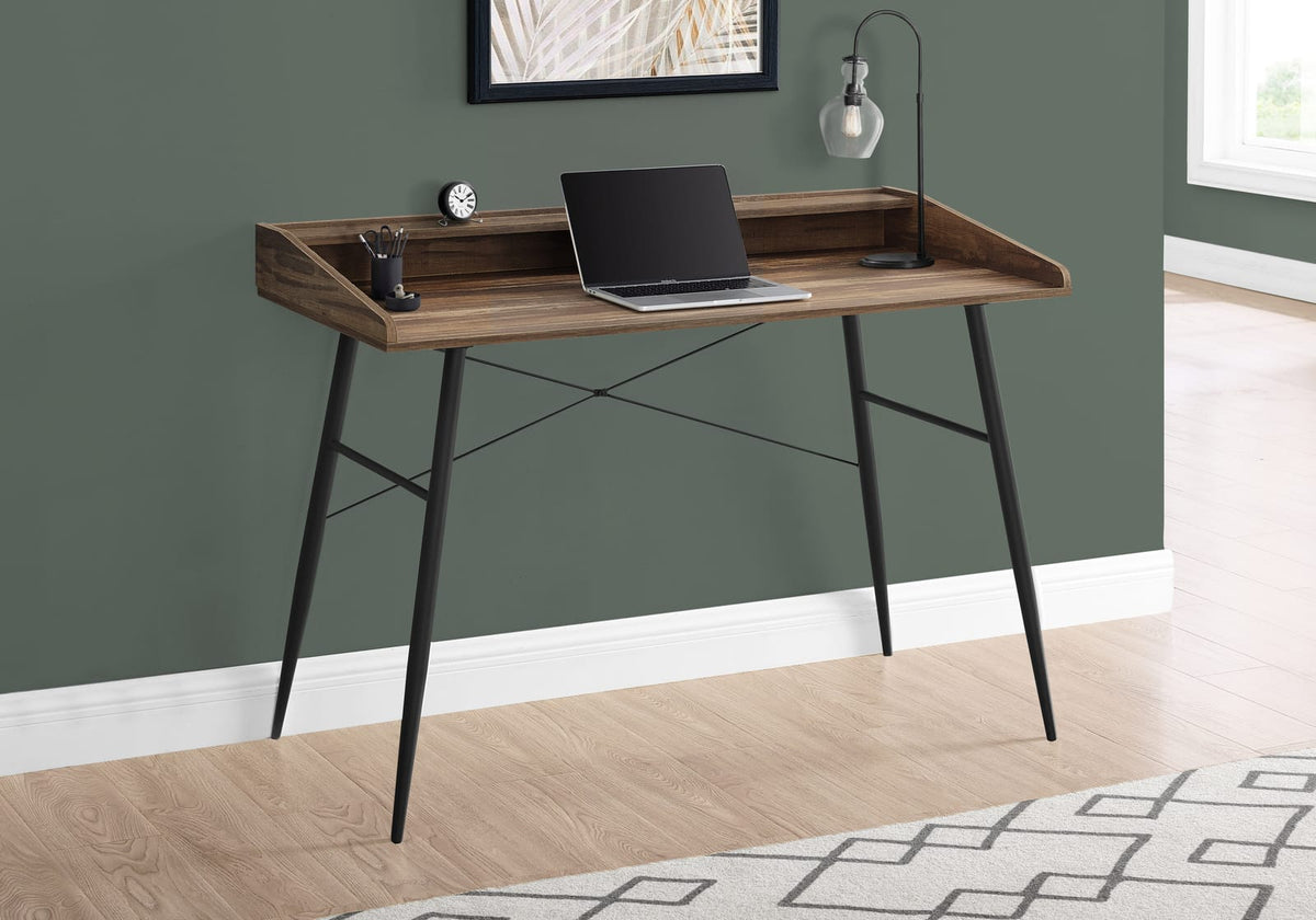 Computer Desk, Home Office Desk - 48"L Brown Laminate Storage Shelves