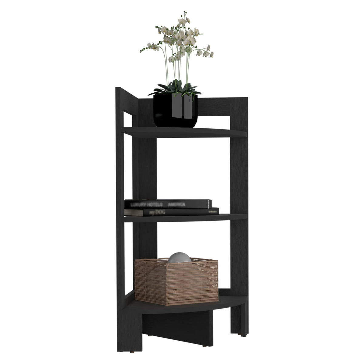 Black Rectangular Shelf Side Table - 31.7" High for Living Room