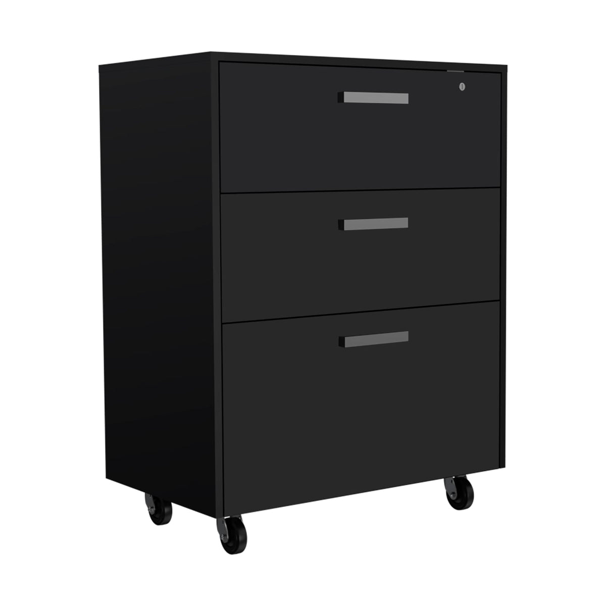 Black 3-Drawer Storage Cabinet - Modern Style for Living Room