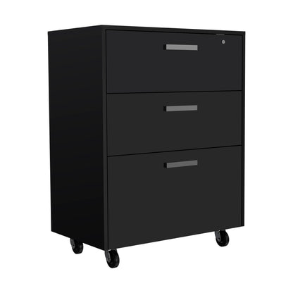 Black 3-Drawer Storage Cabinet - Modern Style for Living Room