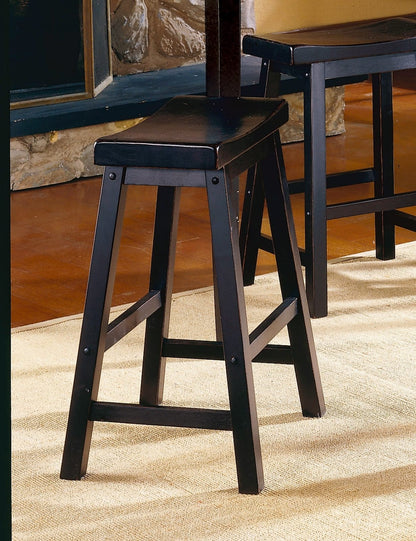 Black Solid Wood Dining Stools Set of 2 - Saddle Seat Height