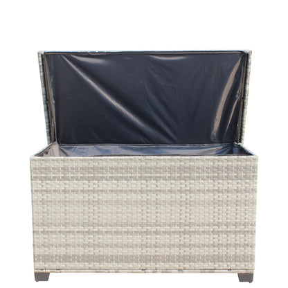 Grey PE Rattan Patio Storage Box - 148 Gallon