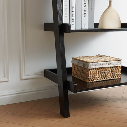 Espresso 72" Five Shelf Ladder Bookcase for Living Room