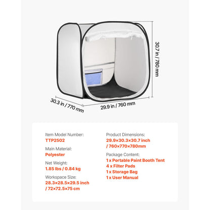 Portable Paint Booth Tent - 28.3 x 28.5 Pop-Up Spray Painting Tents