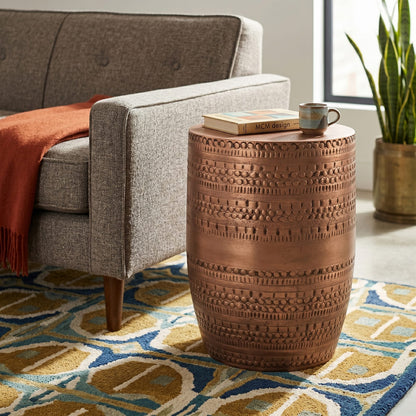 Bronze Metal Accent Table - 15 Inch Wide Boho Side Table