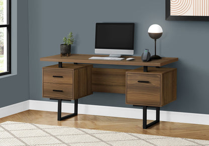 Walnut Computer Desk - 60" Home Office Storage Desk