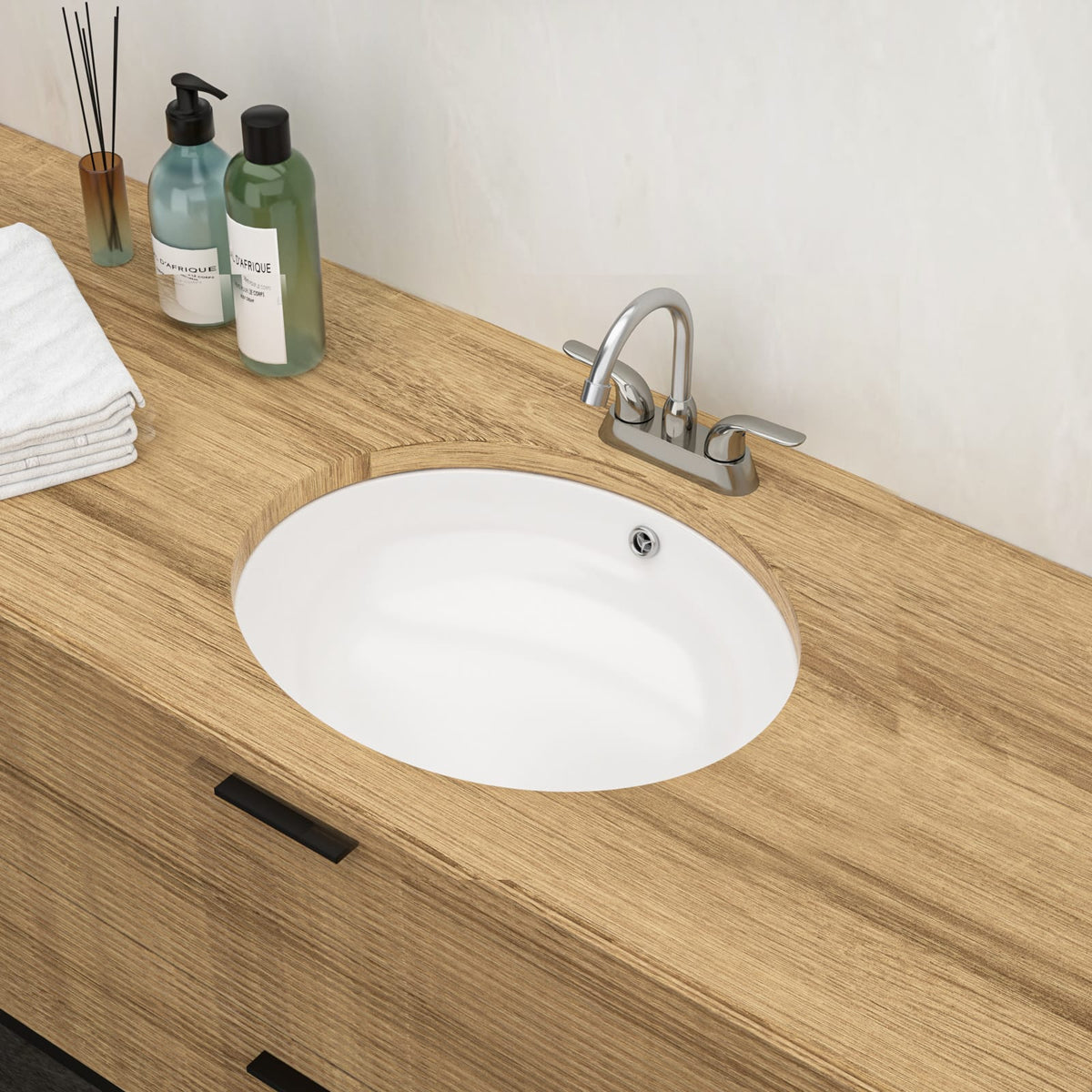 White Ceramic Oval Bathroom Sink - 18x15 Inch