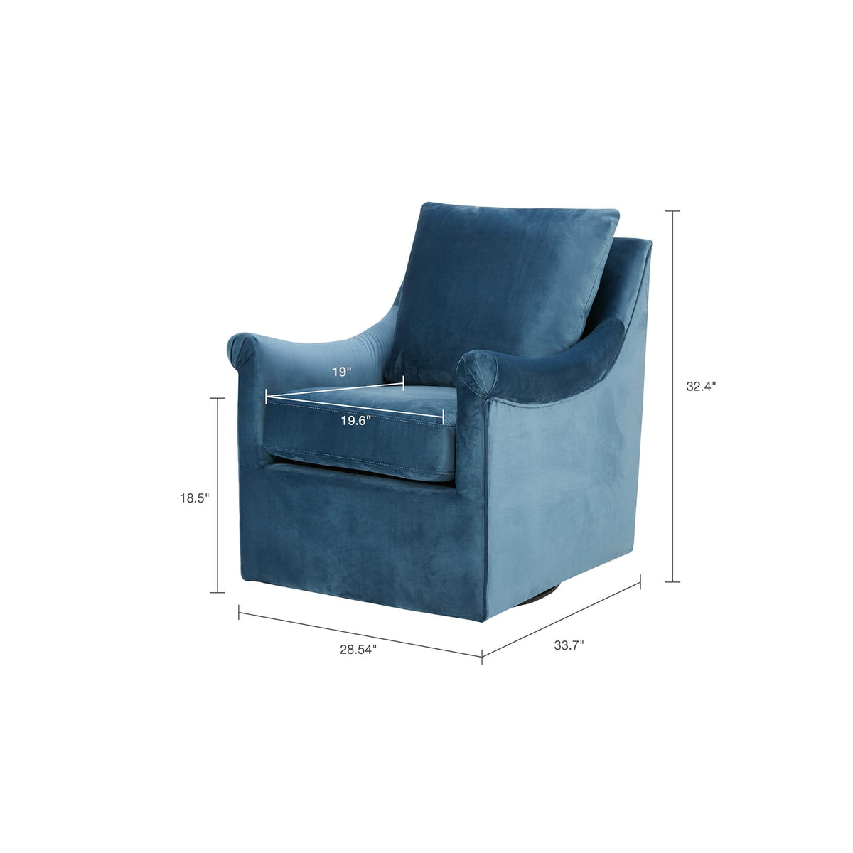 Blue Swivel Accent Chair - Solid Wood Frame, 360 Degree Rotation for Living Room
