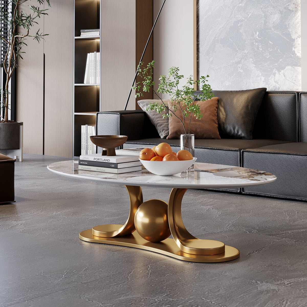 Gold Metal Coffee Table - Modern Design for Living Room
