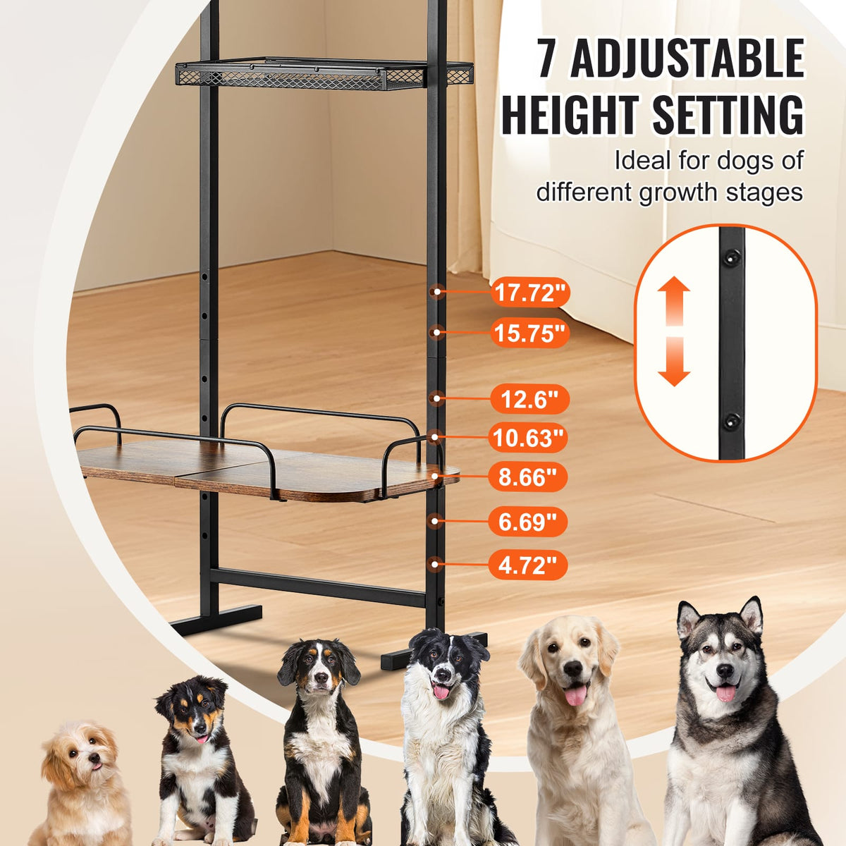 Pet Feeding Station with Storage - Black Metal & Wood
