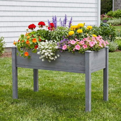 48x24 Raised Garden Bed - Grey Solid Wood Planter Box