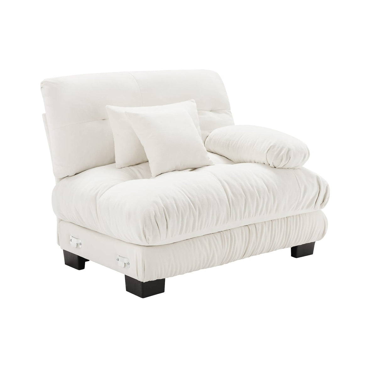 White Chenille 1 Seat Sofa with Solid Wood Frame for Guest Room for Living Room