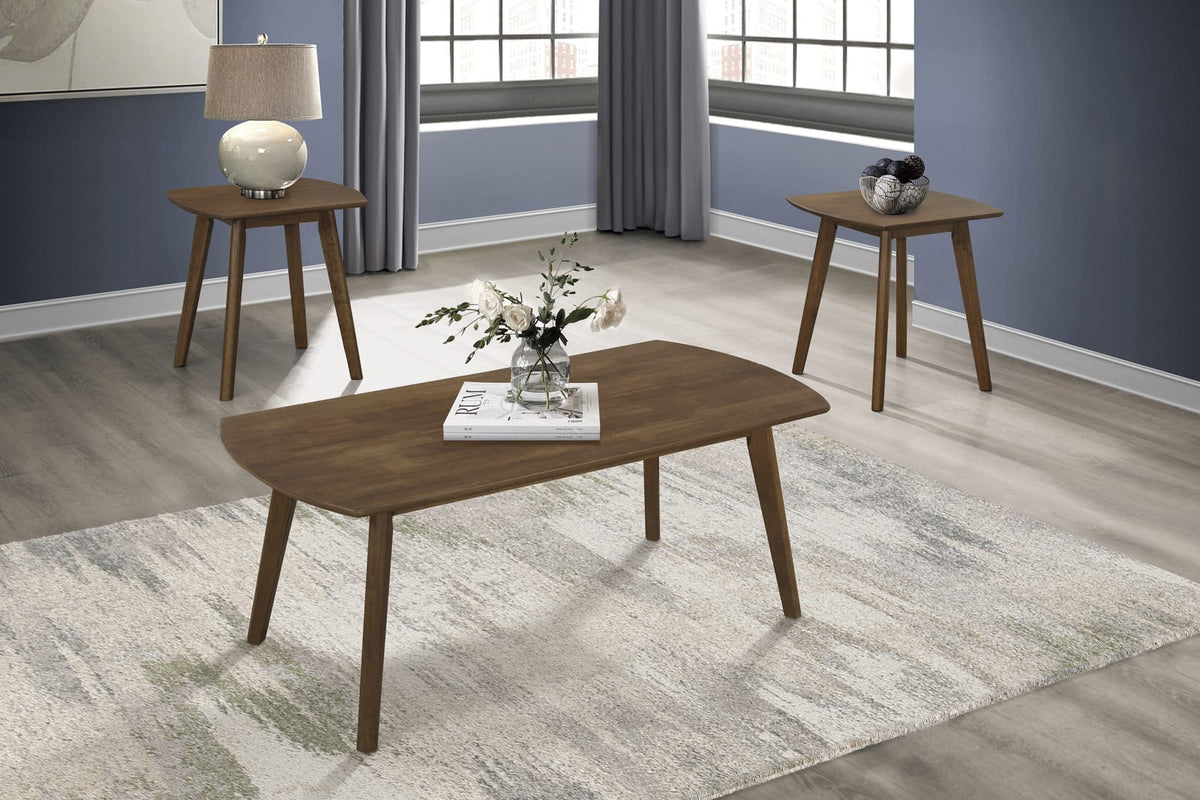 Contemporary 3-Piece Cocktail Set - Walnut Coffee Table & End Tables